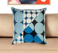 24'' Blue and Ivory Geometric Cotton Throw Pillow With Embroidery