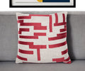 24'' Red and Ivory Geometric Cotton Blend Throw Pillow With Embroidery