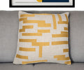 24'' Yellow and Ivory Geometric Cotton Blend Throw Pillow With Embroidery