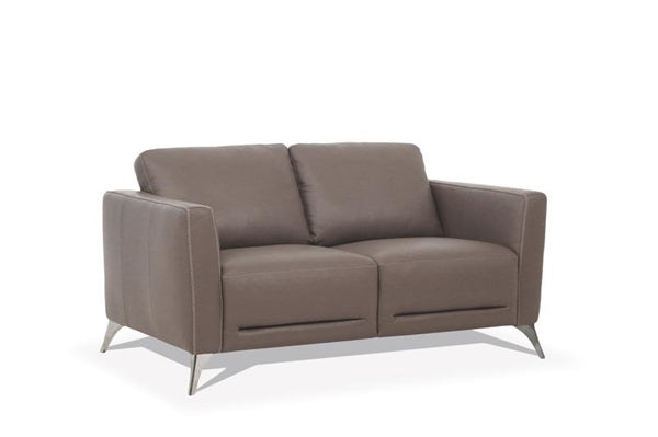 Acme Malaga Leather Loveseat In Espresso