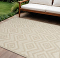 6 X 9 Cream And Beige Geometric Indoor Outdoor Area Rug
