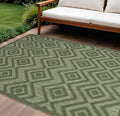 6 X 9 Dark Green And Light Green Geometric Indoor Outdoor Area Rug