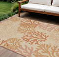 6 X 9 Orange And Ivory Nautical Indoor Outdoor Area Rug