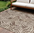8 X 10 Brown And Ivory Palm Leaf Indoor Outdoor Area Rug