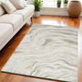 5' X 7' Gold Gray and Ivory Abstract Non Skid Area Rug