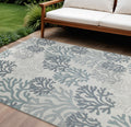 8 X 10 Navy Blue Sky Blue And Ivory Nautical Indoor Outdoor Area Rug