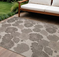 8 X 10 Taupe And Ivory Floral Indoor Outdoor Area Rug