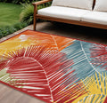 8 X 10 Orange Yellow Red Blue And Green Palm Leaf Indoor Outdoor Area Rug
