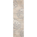 8' Beige and Gray Floral Non Skid Runner Rug
