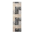 8' Tan Black and Ivory Floral Vines Non Skid Runner Rug