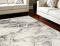 8' X 10' Ivory Black and Gray Abstract Non Skid Area Rug