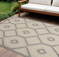 6 X 9 Cream And Gray Geometric Indoor Outdoor Area Rug