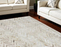8' X 10' Ivory Brown and Gray Chevron Distressed Non Skid Area Rug