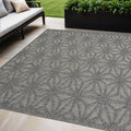 5 X 7 Dark Gray And Light Gray Geometric Indoor Outdoor Area Rug