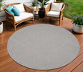 8 Light Gray And Gray Round Geometric Indoor Outdoor Area Rug