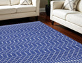 7' X 10' Navy Blue and Ivory Moroccan Distressed Non Skid Area Rug