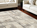 6' X 9' Ivory Black and Gray Abstract Non Skid Area Rug