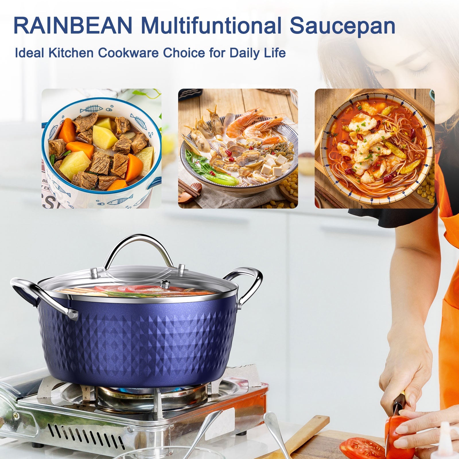 CasaFoyer 24cm Induction Casserole Dish with Lid - 2.2L Non-Stick Stock Pot