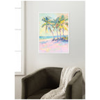 Beach Palm Tress Oil Painting by Honey Island Studio Framed Canvas Wall Art Print