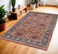 4' X 6' Blue and Red Oriental Distressed Non Skid Area Rug