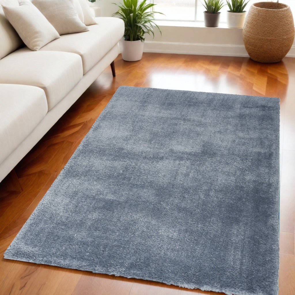 5' X 7' Blue Shag Area Rug