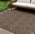 8 X 10 Dark Brown And Light Brown Geometric Indoor Outdoor Area Rug