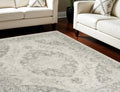 8' X 10' Ivory And Gray Floral Medallion Distressed Area Rug