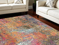 8' X 11' Blue and Orange Abstract Non Skid Area Rug