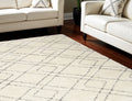 7' X 9' Ivory and Gray Geometric Shag Area Rug