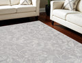 8' X 12' Ivory and Gray Floral Distressed Non Skid Area Rug