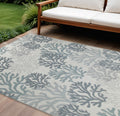 9 X 12 Blue And Ivory Nautical Indoor Outdoor Area Rug