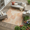 9 X 12 Coral And Ivory Nautical Indoor Outdoor Area Rug