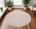 8' X 12' Pink and Ivory Floral Distressed Non Skid Area Rug