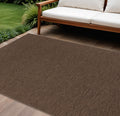 9 X 12 Dark Brown And Brown Geometric Indoor Outdoor Area Rug