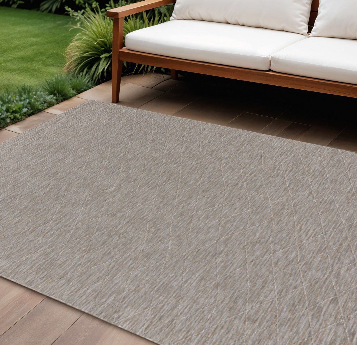9 X 12 Gray And Light Gray Geometric Indoor Outdoor Area Rug