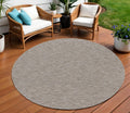 8 Gray And Light Gray Round Geometric Indoor Outdoor Area Rug
