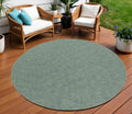 8 Blue And Green Round Geometric Indoor Outdoor Area Rug