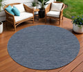 8 Navy Blue And Ivory Round Geometric Indoor Outdoor Area Rug