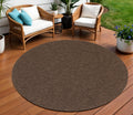 8 Dark Brown And Brown Round Geometric Indoor Outdoor Area Rug