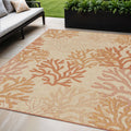 5 X 7 Coral And Beige Nautical Indoor Outdoor Area Rug