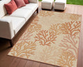 4 X 6 Coral And Beige Nautical Indoor Outdoor Area Rug
