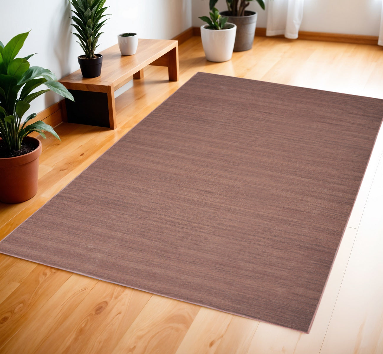 4' X 6' Brown Abstract Washable Area Rug