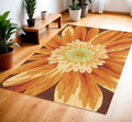 4' X 6' Brown Orange and Yellow Floral Hand Carved Handmade Area Rug