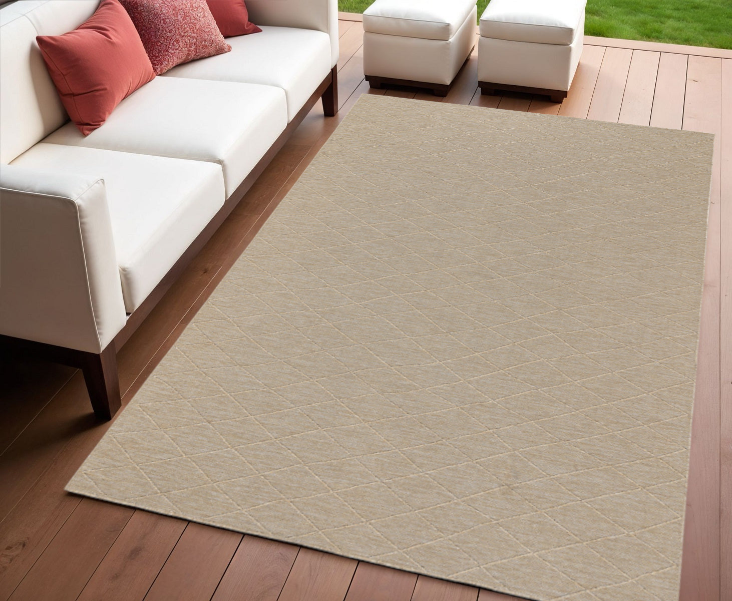 4 X 6 Natural And Light Brown Geometric Indoor Outdoor Area Rug