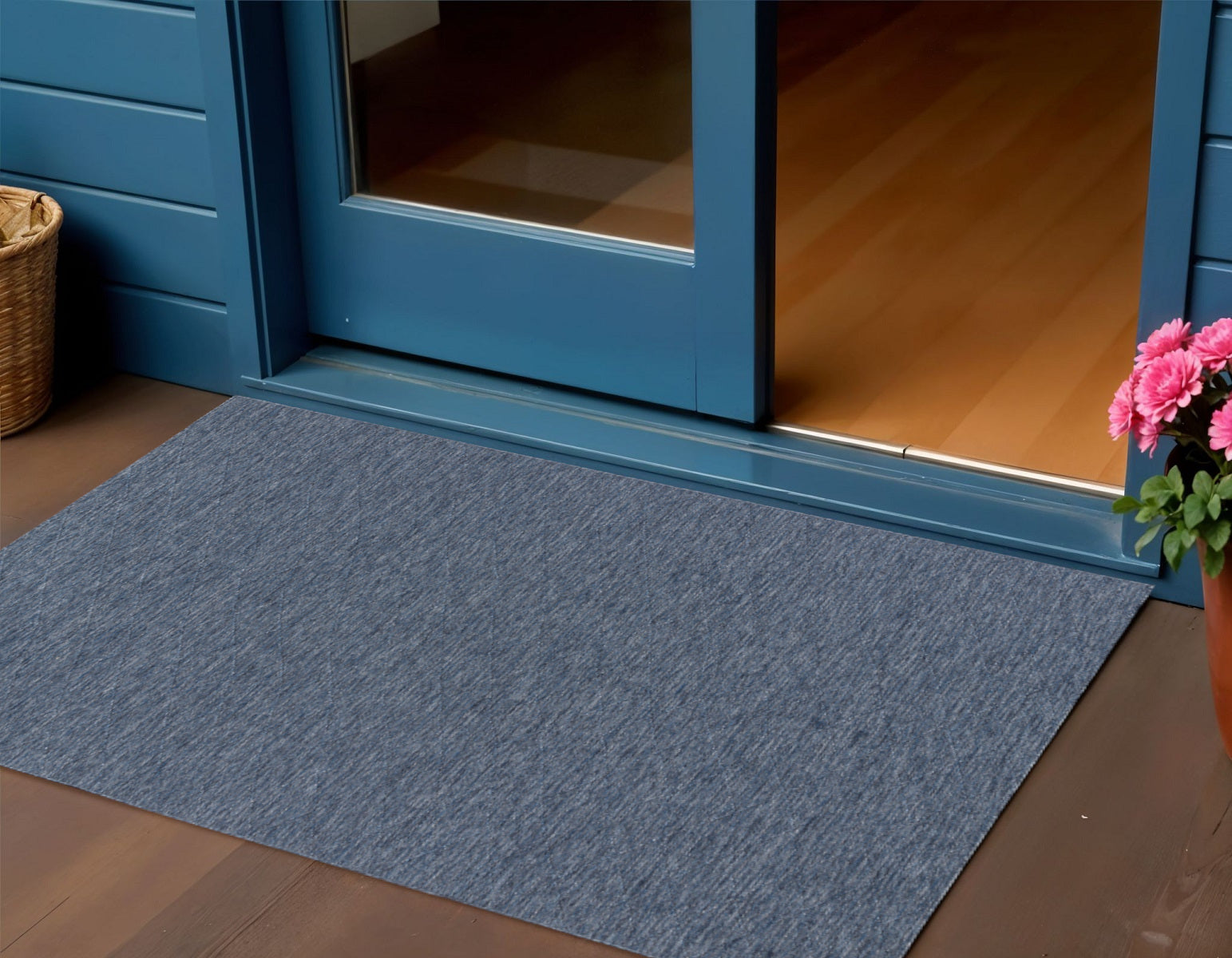3 X 5 Navy Blue And Ivory Geometric Indoor Outdoor Area Rug