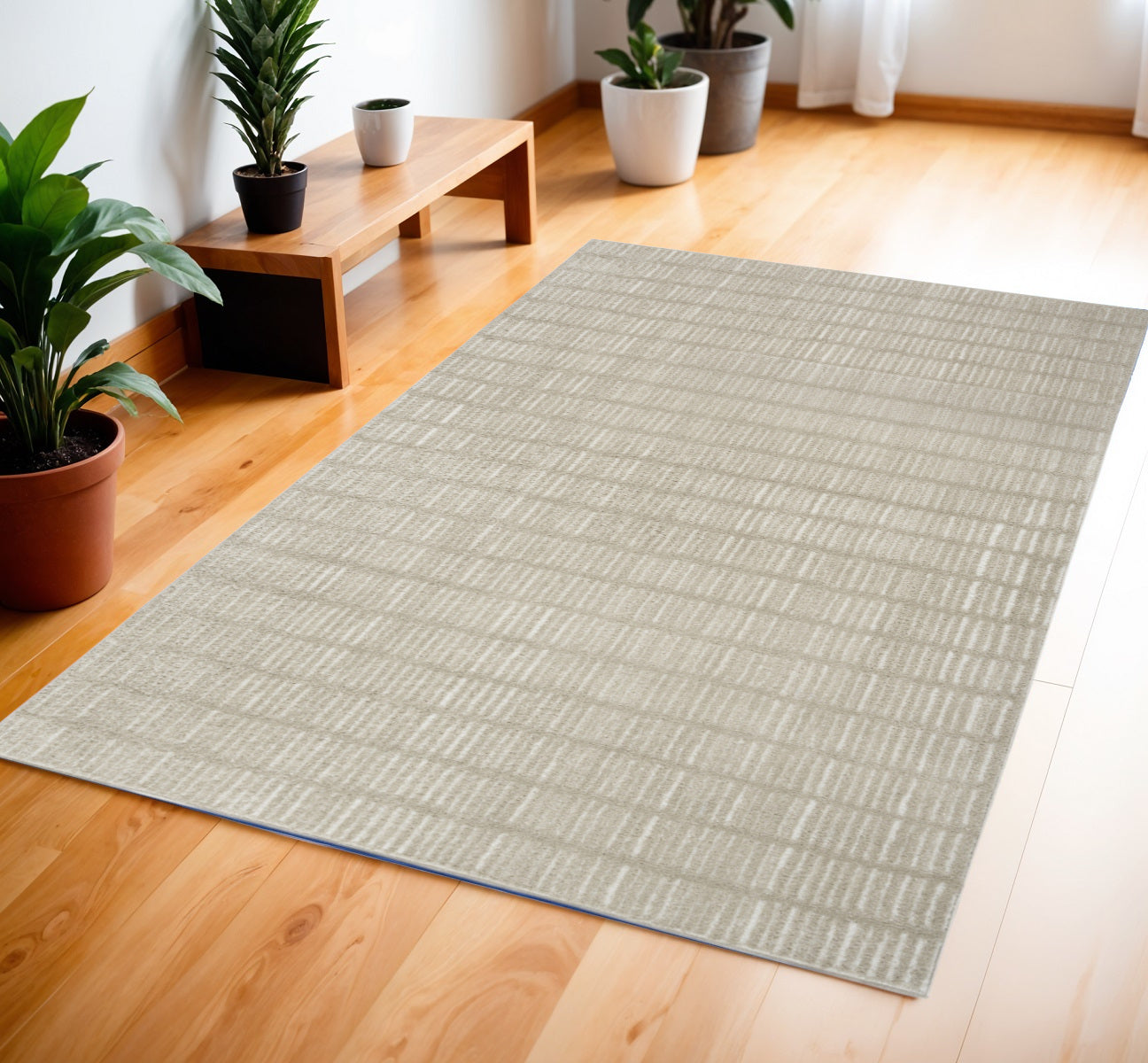 4' X 6' Ivory and Gray Geometric Area Rug