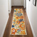 8' Cream Floral Runner Rug