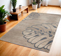 4' X 6' Beige and Gray Botanical Leaves Area Rug