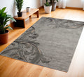 4' X 6' Graphite and Black Floral Vines Area Rug