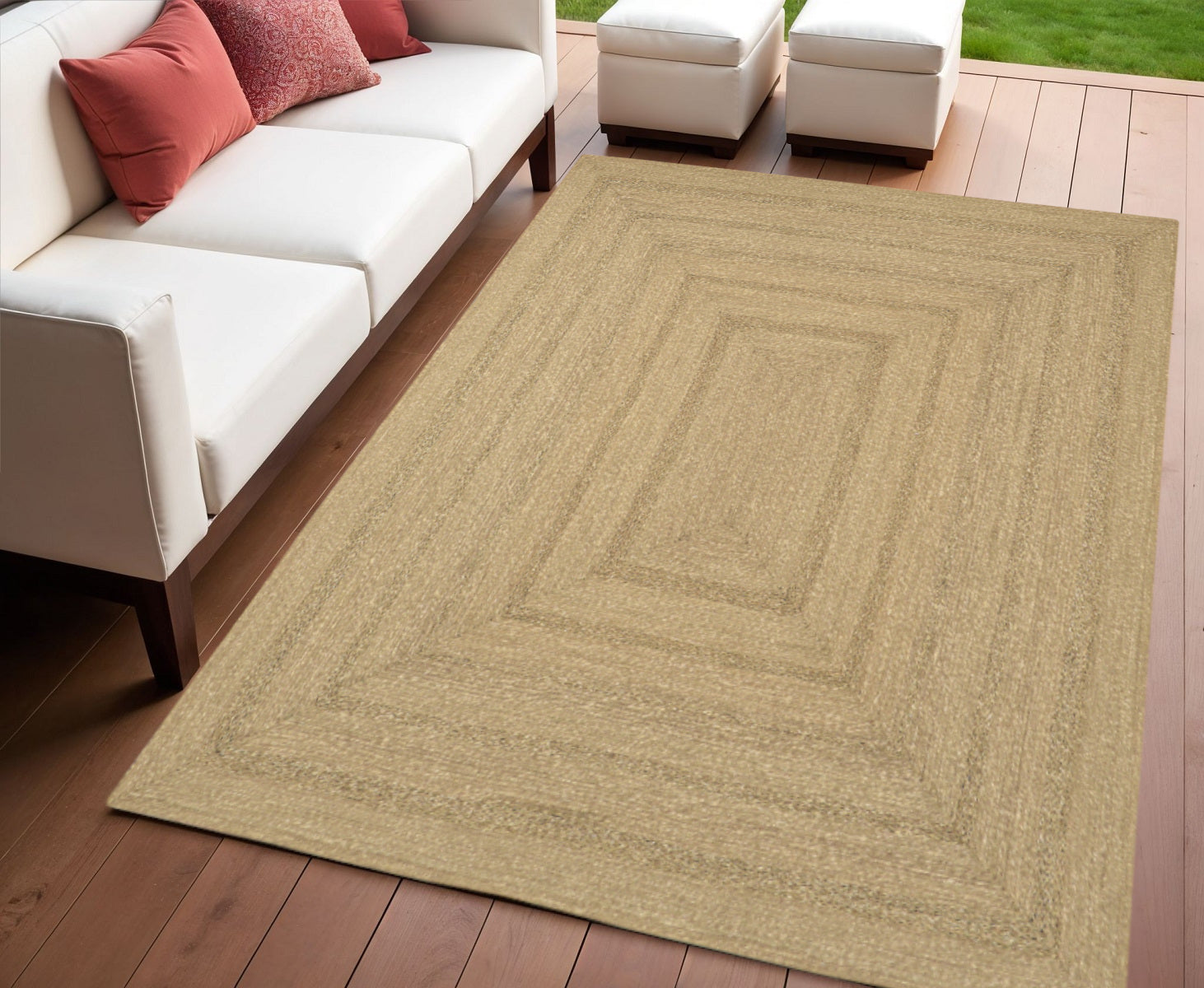 4 X 6 Natural And Brown Handmade Indoor Outdoor Area Rug